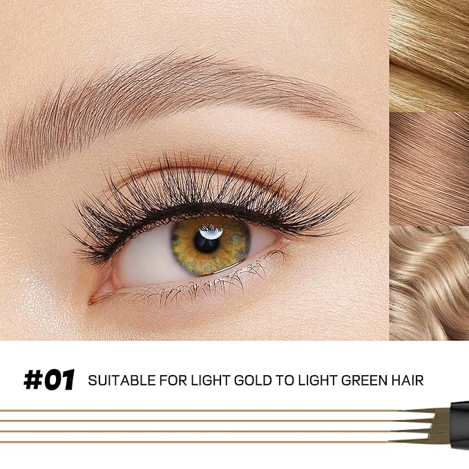 2 Pack Eyebrow Pen, Waterproof Microblading Eyebrow Pencil, 4 Tip Precise Eye Brow Makeup Pen for Women to Effortlessly Create Hair Like Natural Brows, Non Dry Out and Last All Day (Light Brown)