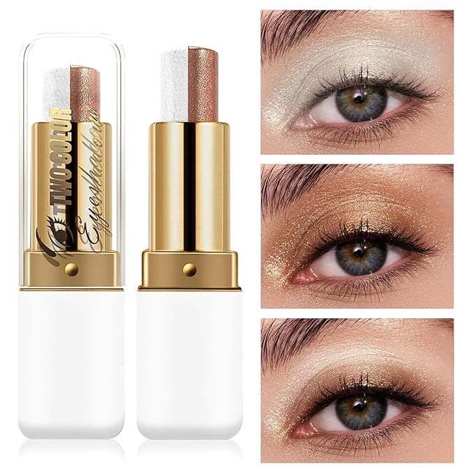 Boobeen Waterproof Eyeshadow Stick, 2-Color Shimmer Eye Makeup, All Day Wear, Silky Smooth & Beginner-Friendly Eye Shadow