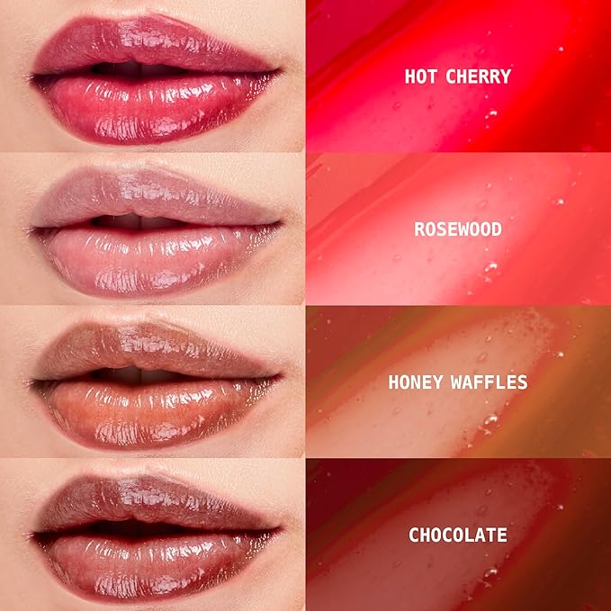 Ruby Kisses Lip Oil Booster, Hydrating Lip Gloss with Nourishing Natural Oil Blend, Jumbo Wand for Easy Application, Non-Sticky Formula (Rosewood)