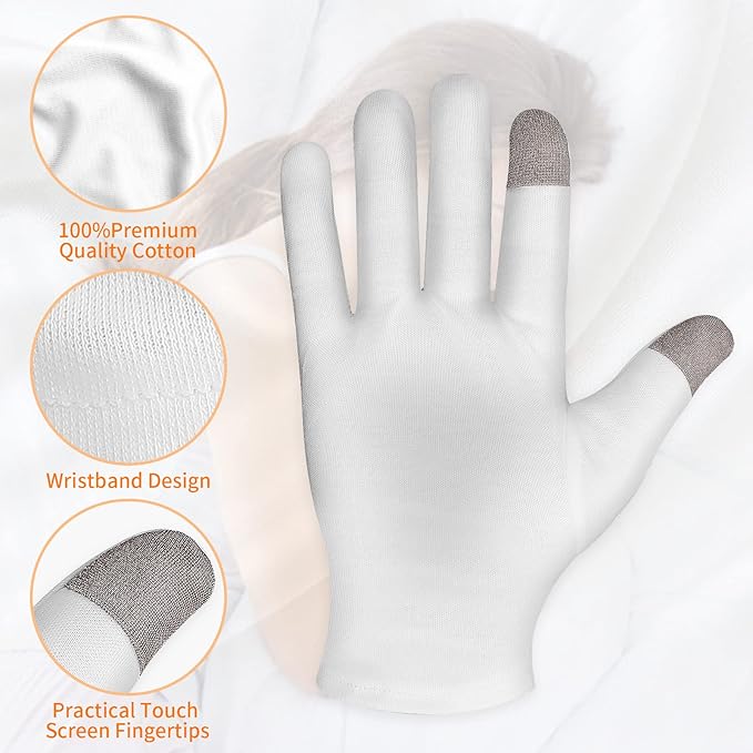 Sibba 2 Pairs Moisturizing Gloves and Socks Touch Screen Moisturizing Gloves for Overnight Bedtime Heal Eczema Sleeping Lotion Hand Spa Treatment Gloves Socks Repair Rough Cracked Dry Chapped Skin