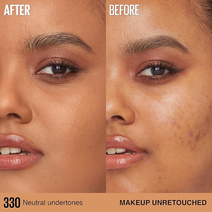 Maybelline Super Stay Lumi-Matte Foundation, Lightweight and Buildable Full Coverage Foundation Makeup For Up To 30HR Wear, 330, 1 Count