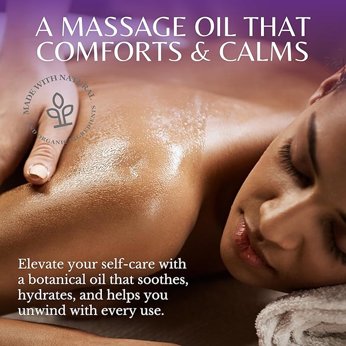 Edenika Botanicals Lavender Massage Oil for Skin, Luxury Aromatherapy & Romantic Massage Oil for Date Night, Relaxing & Hydrating Skin, 8 fl oz
