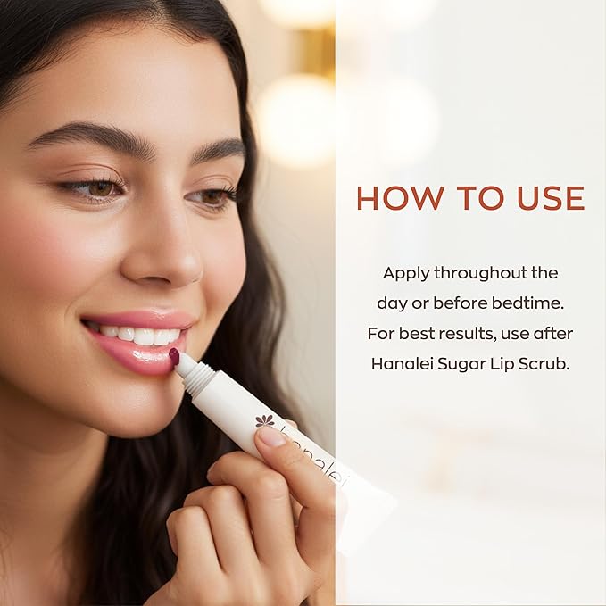 Hanalei Lip Treatment for Dry, Chapped Lips – Intensive Overnight Moisturizer with Kukui Oil, Shea Butter & Grapeseed Oil – Hydrating Balm for Healing Cracks – Mauve Pink Tint, 15g – Cruelty-Free