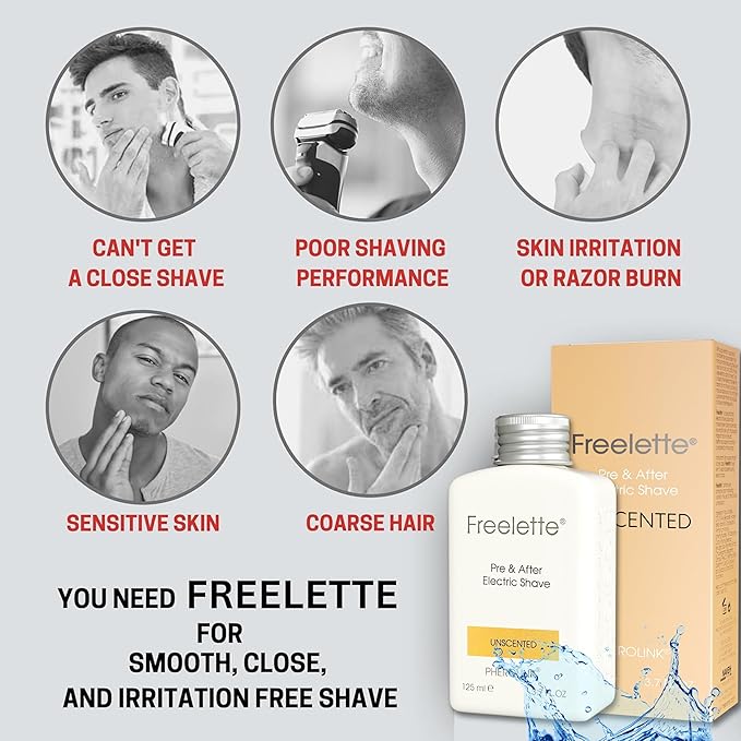 Pre Electric Shave After Shave Lotion Cream - Best For Close Shave - Smooth Irritation Free Shaving - Shooting and Moisturising Balm Freelette. Pherolink. 3.76 Ounce. UNSCENTED