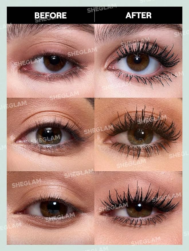 SHEGLAM 2 In 1 Black Volume and Length Waterproof Mascara Long Lasting Dual-Ended Tubing Eye Makeup
