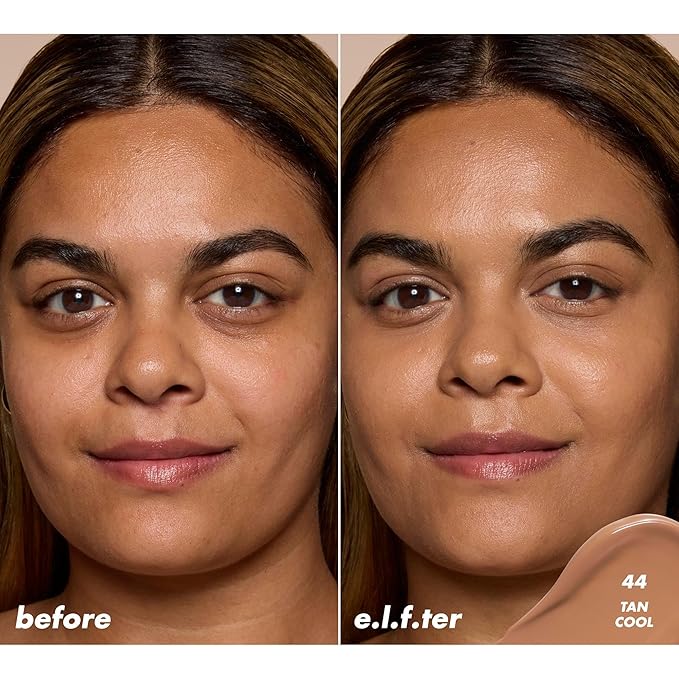 e.l.f. Soft Glam Satin Concealer, Medium Coverage For Blemishes & Under-Eye, Crease-Resistant, Long Lasting, Vegan & Cruelty-Free, 44 Tan Cool