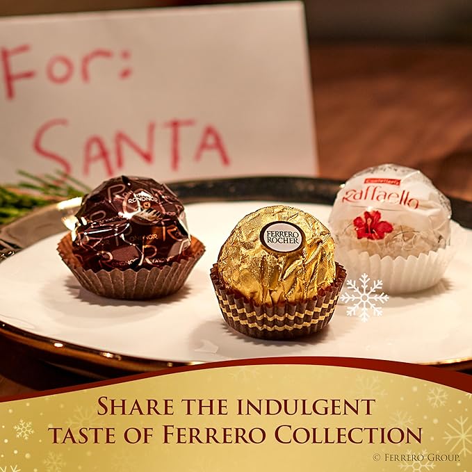Ferrero Collection, Premium Assorted, Hazelnut, Dark Chocolate and Coconut, 24 Count Holiday Gift Box, 9.1 oz