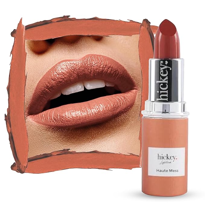 Hickey Lipstick Organic Haute Mess Terracotta & Big Trouble Berry Wine Lipstick Refill - Long Lasting Lipstick for Women, Hydrating & Moisturizing, Highly Pigmented, Gluten-Free & Vegan Lip Color