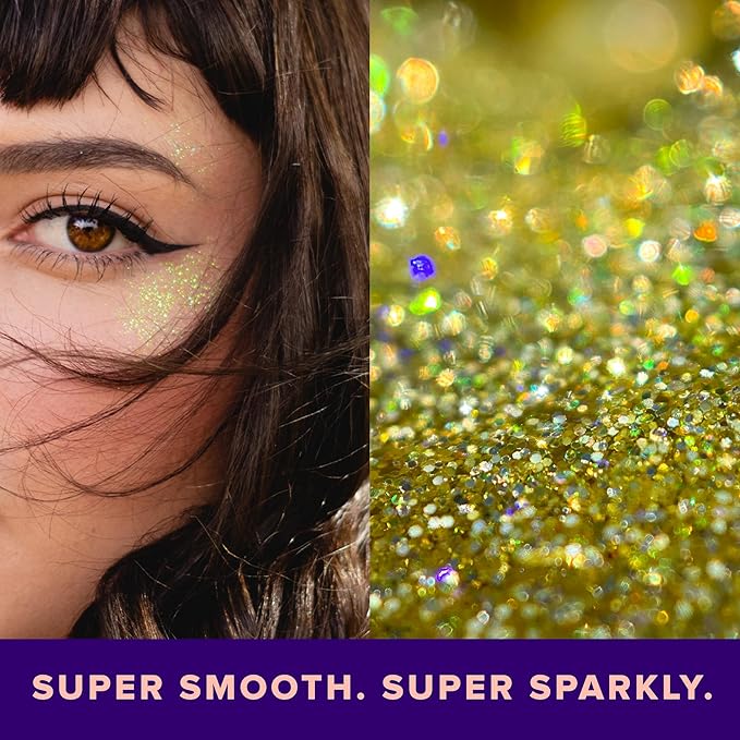 UNICORN SNOT Holographic Face Glitter & Body Glitter Gel | Holiday Glitter Makeup: Stocking Stuffers & Christmas Gift | Hair Glitter, Vegan & Cruelty Free, 1.7 oz Gold Glitter (Bling)