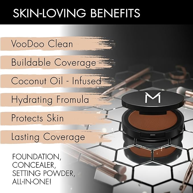 Voodoo Makeup Coconut Cream Foundation in Caramel - Cream to Powder Foundation - Wet or Dry Buildable, Lightweight for Smooth and Even Skin