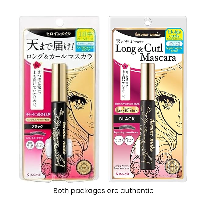 HEROINE MAKE by KISSME Waterproof Mascara Black | Tubing Mascara Volume and Length by Defining Fiber for Long and Curl Eye Makeup for Women, Made in Japan, Black, 1 EA