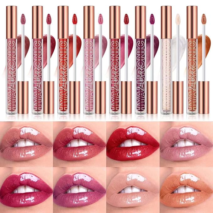 Clear Lip Gloss Lip Plumper Gloss Tinted Glitter Lipgloss Lip Oil Teens Moisturizing High Shine And Vegan Plumping Lip Gloss For Women Girls Long-Lasting Dry Lip Care (01# Clear Shimmer)