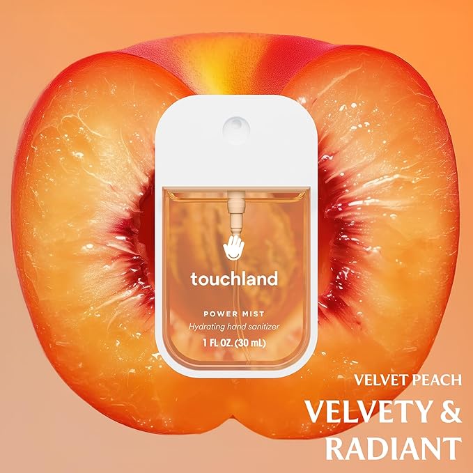 Touchland Hydrating Hand Sanitizer Spray, JUICY Trio Set (Watermelon, Peach, Berry), 1 FL. OZ. Travel Size Power Mist Sprays (Set of 3)