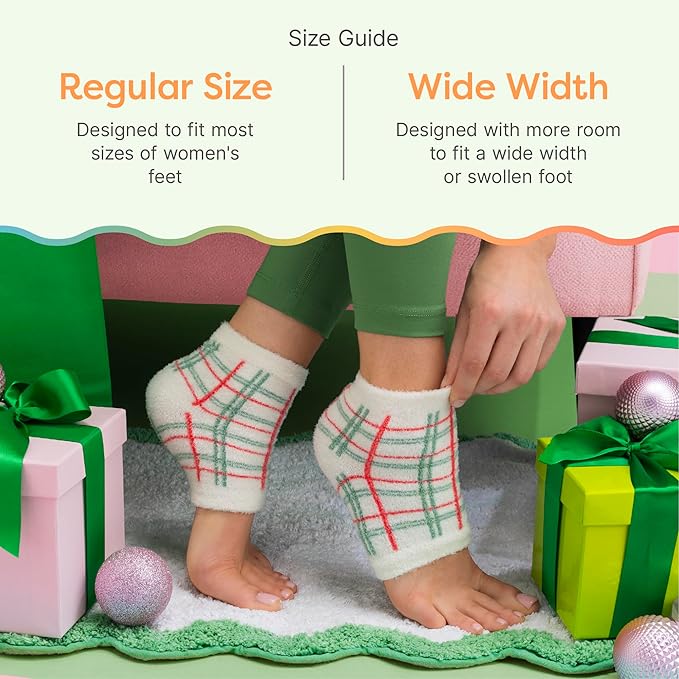 ZenToes Moisturizing Socks for Cracked Heel Treatment, Vitamin E, Olive Oil and Jojoba Oil Infused Heel Socks, Galentines Day Gifts, Self Care Gifts for Women (Green Gingham & Multi Plaid, Regular)