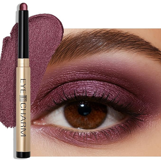 Erinde Waterproof Shimmer Eyeshadow Stick, Plum Brown Mauve Cream Eye Shadow Stick, Long-Lasting Crease-Proof Cream to Powder Buildable & Blendable Eye Shadow Pencils Crayon, Vegan & Cruelty-Free, B06