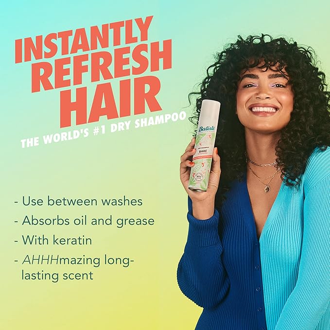 Batiste Dry Shampoo, Bare Fragrance, Refresh Hair and Absorb Oil Between Washes, Waterless Shampoo for Added Hair Texture and Body, 5.71 oz