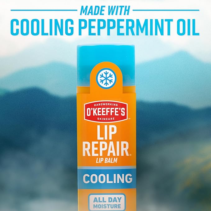 O'Keeffe's Lip Repair Lip Balm With Cooling Relief for Dry, Cracked Lips - Stick (Twin Pack) - Moisturizer for Extremely Cracked, Dry Lips
