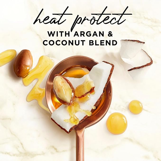 Hair Food Coconut & Argan Oil Heat Protectant Leave-In Spray for All Hair Types, 450°F Heat Protection, Sulfate-Free, Paraben-Free, Dye-Free, Alcohol-Free, Adds Shine, 6.4 Fl Oz