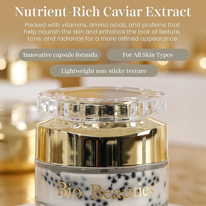 Caviar Face & Neck Cream – Hydrating Anti-aging Moisturizer with Hyaluronic Acid, Squalane & Glycerin – Supports Smoother, Softer, Youthful-Looking Skin – For All Skin Types