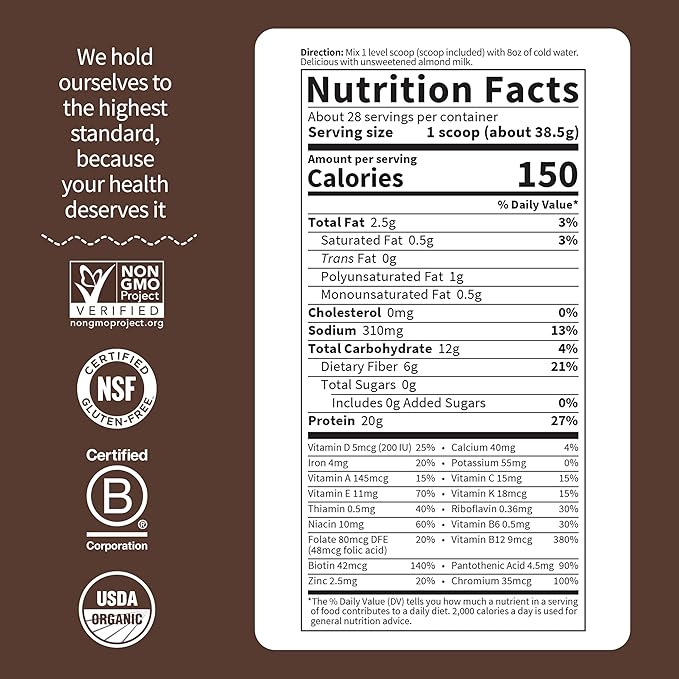 Garden of Life Meal Replacement Shakes, Raw Organic, Chocolate Protein Powder with Plant Based Pea Protein, Sprouts, Greens, Probiotics, Dairy Free 28 Servings