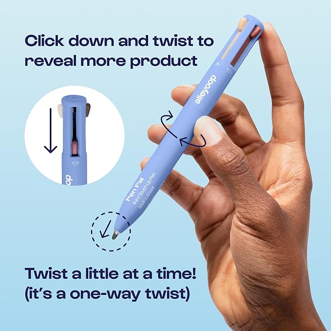 Alleyoop Pen Pal 4-in-1 Makeup Pen – Comes with Eyeliner, Lip Liner, Highlighter Makeup & Eyebrow Pencils for Women – Portable, Touch-Up On the Go – Cruelty-Free, Vegan (In A Rouge (Light))