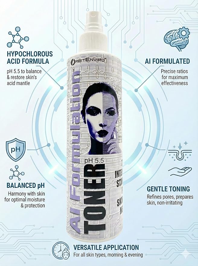 Pure Hypochlorous Acid Daily Face/Skin/Body Spray & Cleanser, Premium HOCl Topical Solution, Sensitive Skin - 8 oz