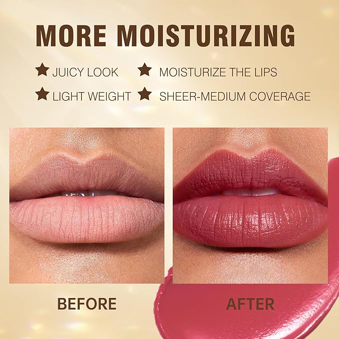 MAKI YIKA Red Lipstick for Women Moisture Hydrate Lipsticks Glossy Rose Red Lipsticks Sheer Finish Lightweight Tinted Lip Balm(Z14 Rosy Suede)