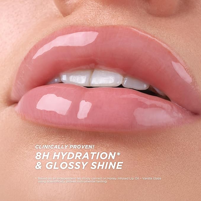 Gisou Honey Infused Hydrating Lip Oil, Nourishing Lip Moisturizer for Dry Lips (Vanilla Glaze)