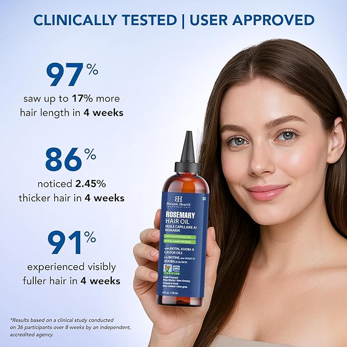 Botanic Hearth Hair Oil for Hair Growth | Rosemary Oil for Hair Growth with Biotin, Castor & Jojoba | Scalp Oil & Dry Scalp Treatment | Color Safe | All Hair Types | 4 Fl Oz