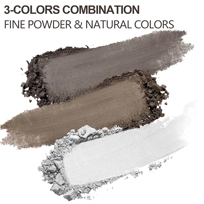 GEUUFEA 3 Colors Eyebrow Makeup Kit, Professional Brow Contour Palette, Waterproof Long-lasting Eyebrow Filler Powder with Mirror & Brow Brush