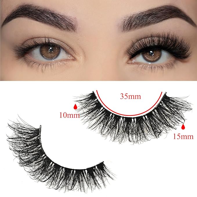 FARRED Lashes Cat Eye False Eyelashes Fluffy Wispy Lash Strips Natural Voume Fake Eyelash Mink Eye Lashes Natural Looking 7 Pairs Full Short Strip Pestañas Set Small Cateye Easy Lashes for Beginners