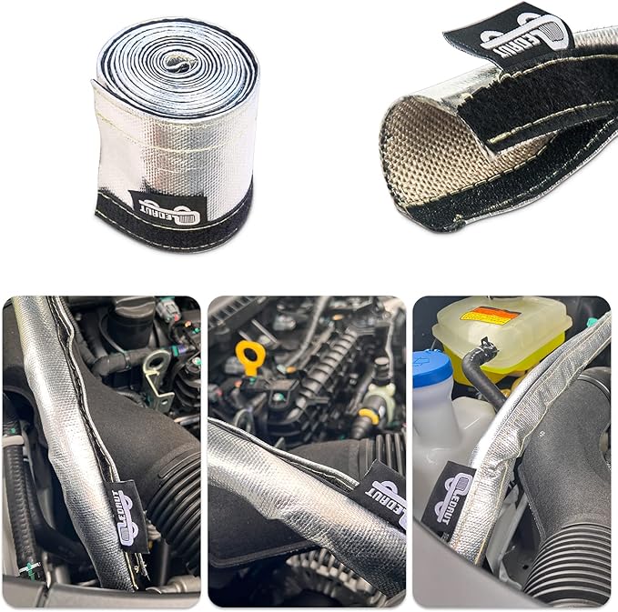 Heat Shroud Aluminized Sleeving Heat Shield fuel line wire heat sleeve 3/4" I.D. x 3FT with 10 Pcs 7.8Inch Stainless Steel Cable Metal Zip Ties