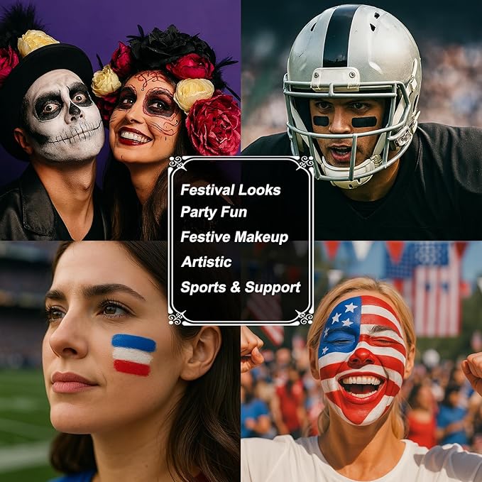 BOBISUKA Light Blue Face Paint Stick – Sweatproof Eye Black for Baseball Football Softball Sports, High Coverage Halloween Makeup Cosplay SFX – Ideal for Ice Fairy, Frost Spirit, Mermaid Looks