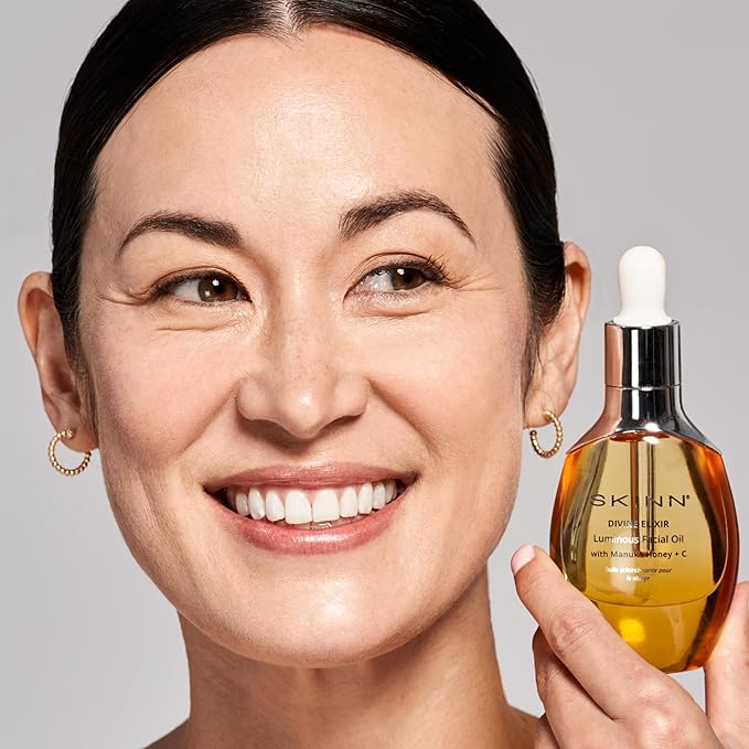 SKINN Mini Luminous Facial Oil, Anti-Aging Face Oil for Mature & Dry Skin - Hydrating & Moisturizing Oil for Face Reduce Fine Lines & Wrinkles - Brightens, Firms & Hydrates - Vitamin C & Manuka Honey