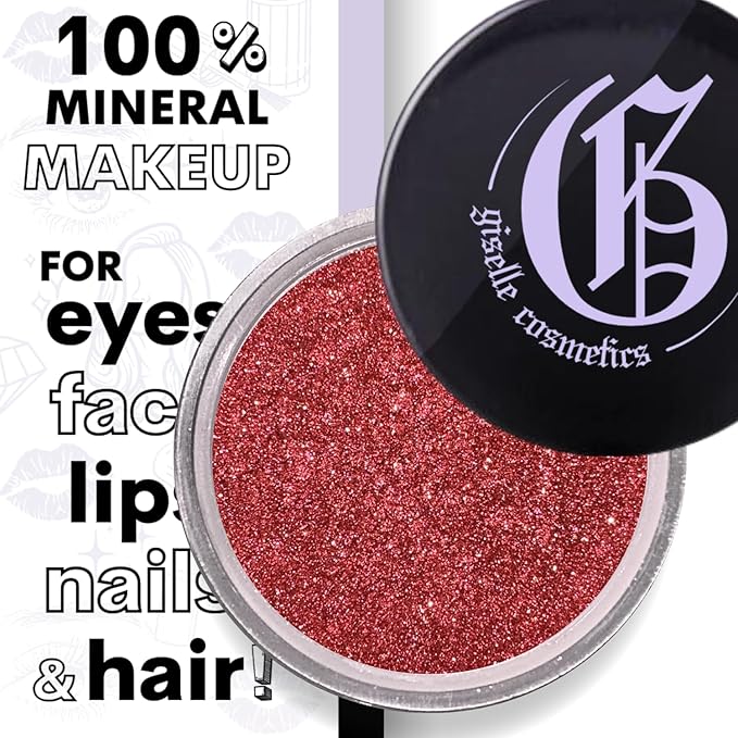 Star Ruby - Organic Mineral Eyeshadow Palette with Sparkle & Shimmer Shades, Eye Shadow Highlighter, Pink Glitter, Ruby Cream Eyeshadow Singles, Eye Shadow Palette Makeup