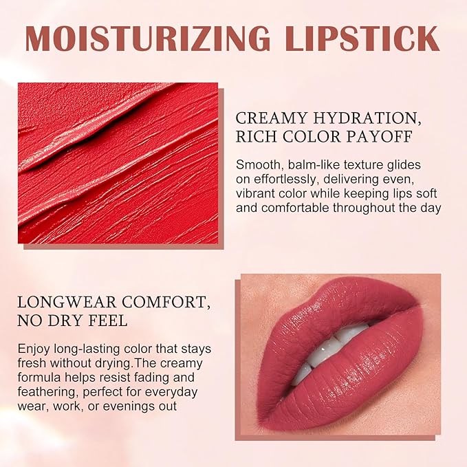 Hydrating Lipstick Cream Lip Crayon, Moisturizing Long-lasting Waterproof Stick for Women, High-Pigment Smooth Lip Liner & Tinted Lip Balm in One, Buildable Color with Natural Gloss Finish, 10
