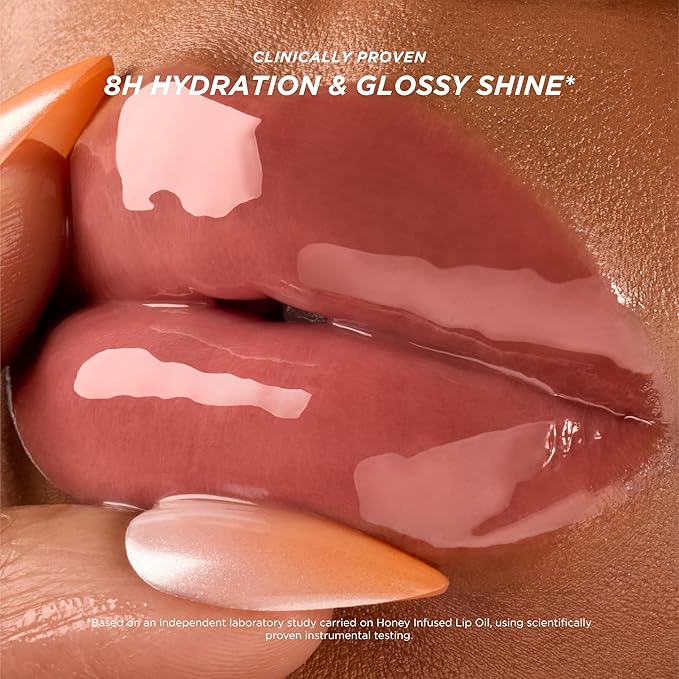 Gisou Honey Infused Hydrating Lip Oil, Nourishing Lip Moisturizer for Dry Lips (Bee-lini Peach)