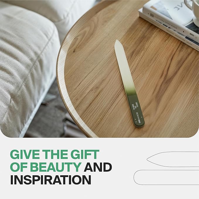GERMANIKURE Glass Nail File in Suede Sleeve - You are Amazing - Professional Crystal Nail File for Natural Nails - Ideal Manicure & Pedicure Tool for Smooth, Easy Shaping - Nail Care Gift