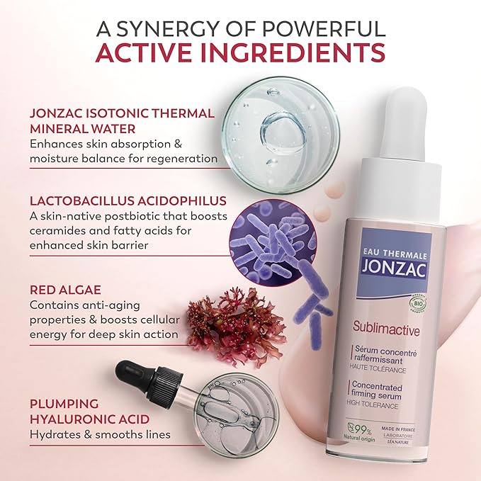 Eau Thermale Jonzac Sublimactive Anti-Aging Firming Serum for Face - Visibly Reduces Fine Lines and Smooths Wrinkles - Natural Skin Care - Safe for Sensitive Skin - 1.01 fl oz