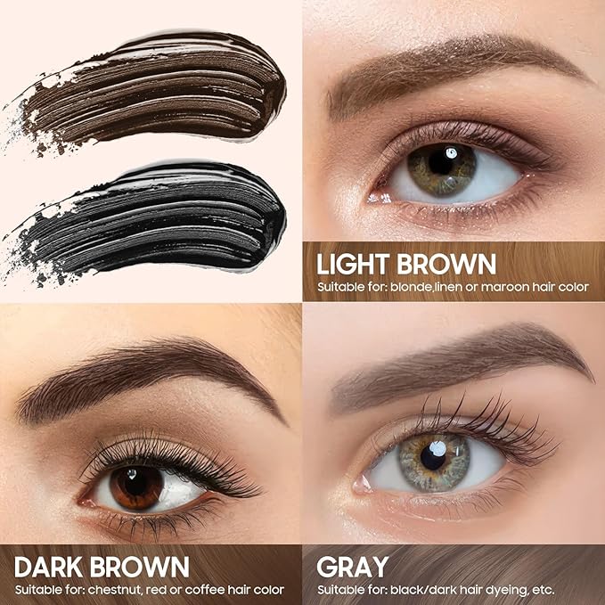 Eyebrow Gel Eyebrow Pencils for Women, Strong-Hold Transfer-proof & Water-Resistant Brow Gel Creates Voluminous-Looking Brows, Vegan & Cruelty-free (Gray Brown)