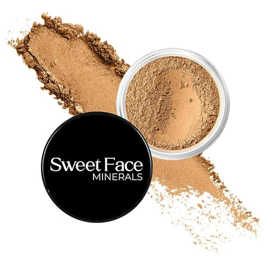 DEEP TAN FOUNDATION (5g Sample Size Jar) – Mineral Loose Powder Makeup – Matte Finish, Buildable Natural Coverage for Deep Tan Skin – Sweet Face Minerals, SPF 30
