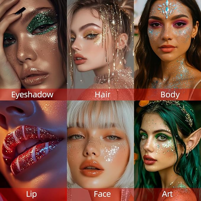 Purple Body Glitter Stick, Perfect Sparkling Neon Outfit Music Festival Stage Mardi Gras Accessories Hair and Face Glitter Gel Makeup.