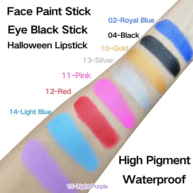MEICOLY Silver Face Body Paint Stick for Halloween SFX Cosplay Tin Man Makeup,Silver Face Paint for Adults and Kids,Waterproof Eye Black Stick for Baseball Softball Football Lacrosse