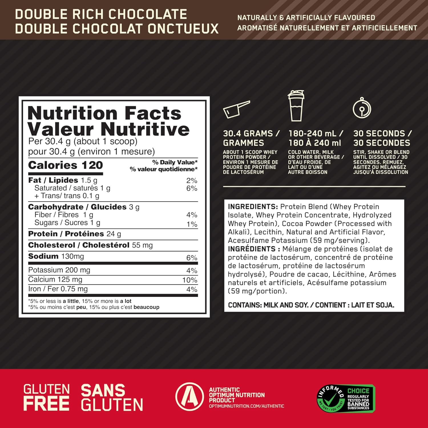 Gold Standard 100% Whey Protein Powder, Double Rich Chocolate 1.98 Pound (Packaging May Vary)