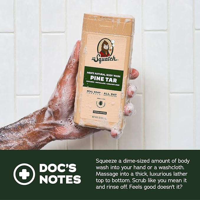 Dr. Squatch Natural Body Wash for Men - Non-Exfoliating - Mountain Meadow + Lumberjack Lodge (14 oz, 2 Pack)
