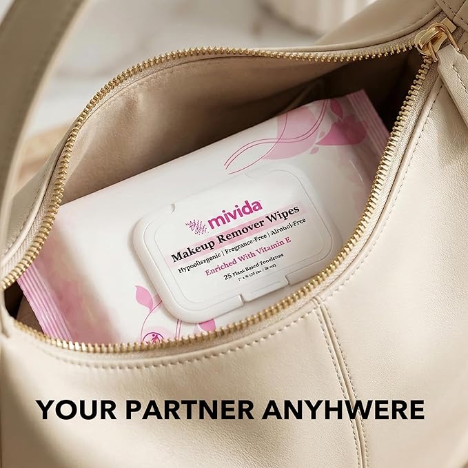 mivida Hypoallergenic Makeup Remover Wipes Bulk with Vitamin E, 500 count (10×50) Value box, Fragrance Free Makeup Wipes for Sensitive Skin, Gently Removes Makeup & Oil, Alcohol Free Facial Towelettes