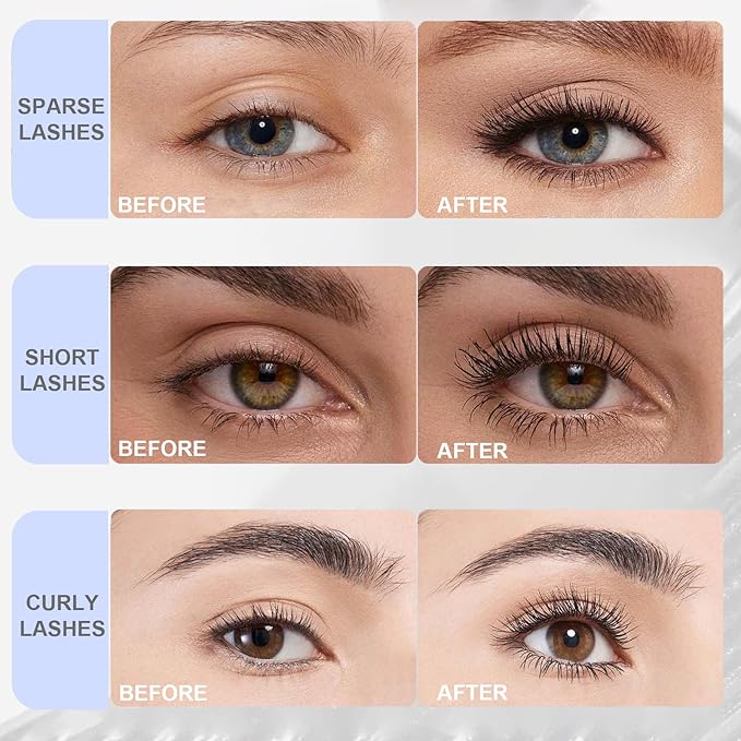 Brown Washable Iron Wand Mascara, Waterproof Metal Wand Mascara, Natural Length Slim Volume Buildable Formula, Separate Each Lashes No Clumps, Long Lasting Smudge-Proof Curling