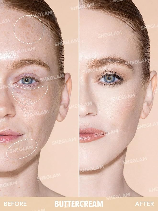 SHEGLAM Complexion Boost Concealer Sponge-Head Applicator Matte Liquid Concealer Long Lasting Brightening Color Corrector Weightless All-Day Long Lasting Hydrating Concealer-Buttercream