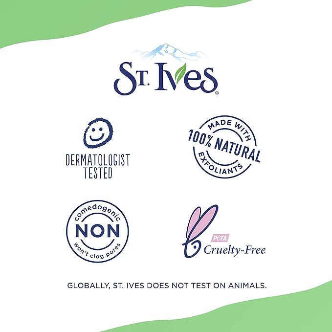 St. Ives Blackhead Clearing Face Scrub, Clears Blackheads & Unclogs Pores, Green Tea & Bamboo, Salicylic Acid Acne Treatment Facial Scrub, Moderate Exfoliator Skin Care with Natural Exfoliants 6 oz