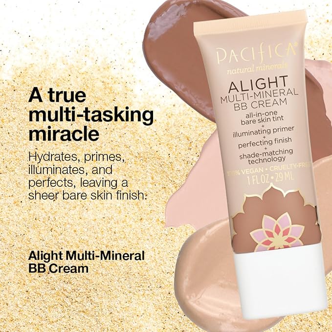 Pacifica Beauty Alight Multi Mineral BB Cream - Shade 3, Makeup, Hyaluronic Acid, Skin Tint, Makeup Primer, Iluminator, Minimize Pores, Fine Lines, Uneven Skintone, Vegan, 1 fl oz (1 Count)